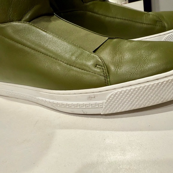 VERY RARE 45 VERSACE Mens High Top Sneakers green Medusa Palazzo w/ Box & Bag - Picture 6 of 10
